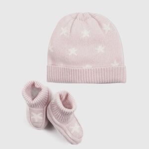 Quince Washable Cashmere Beanie & Bootie Set 6-12 Months Minimal Pink